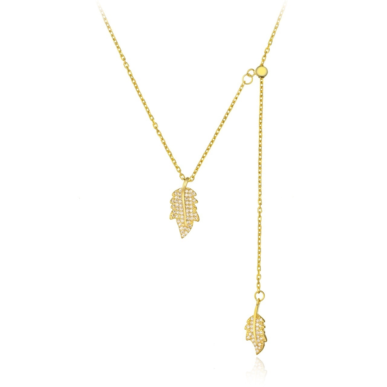 Colier din argint 925 cu cristale Golden Leaves