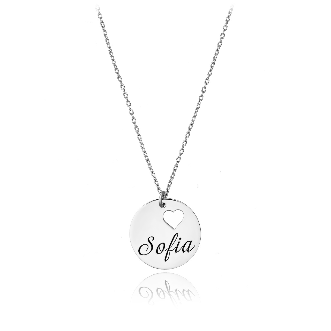 Colier din argint cu banut 18mm personalizabil cu orice nume