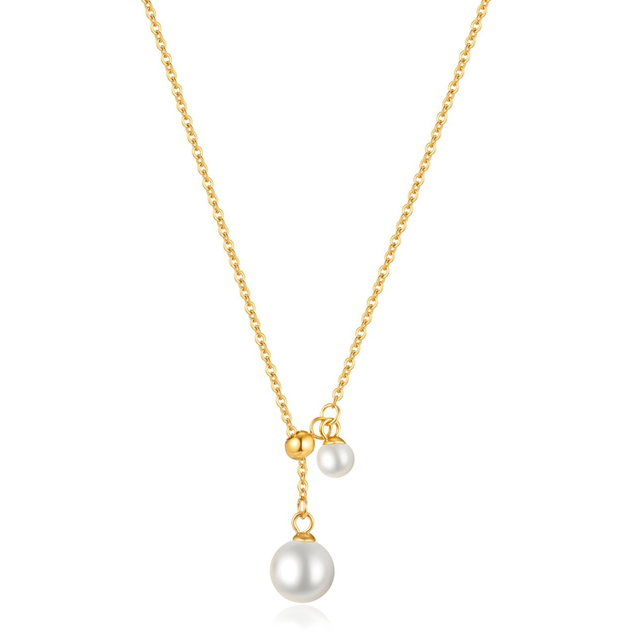 Colier Pearly Duo din Inox placat cu AUR 18K