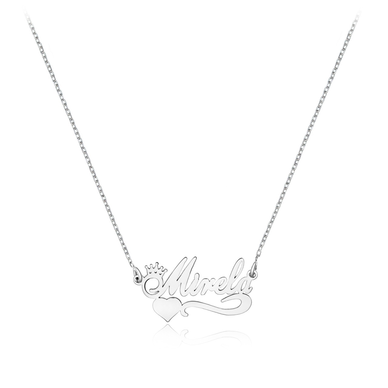 Colier Royal din argint personalizat cu nume, coronita si inimioare