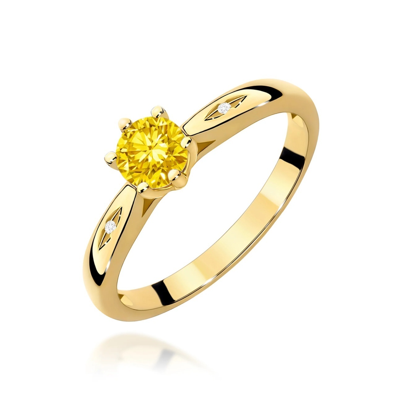 Inel Aur 14K cu Diamante Galbene de Laborator 0.51 ct