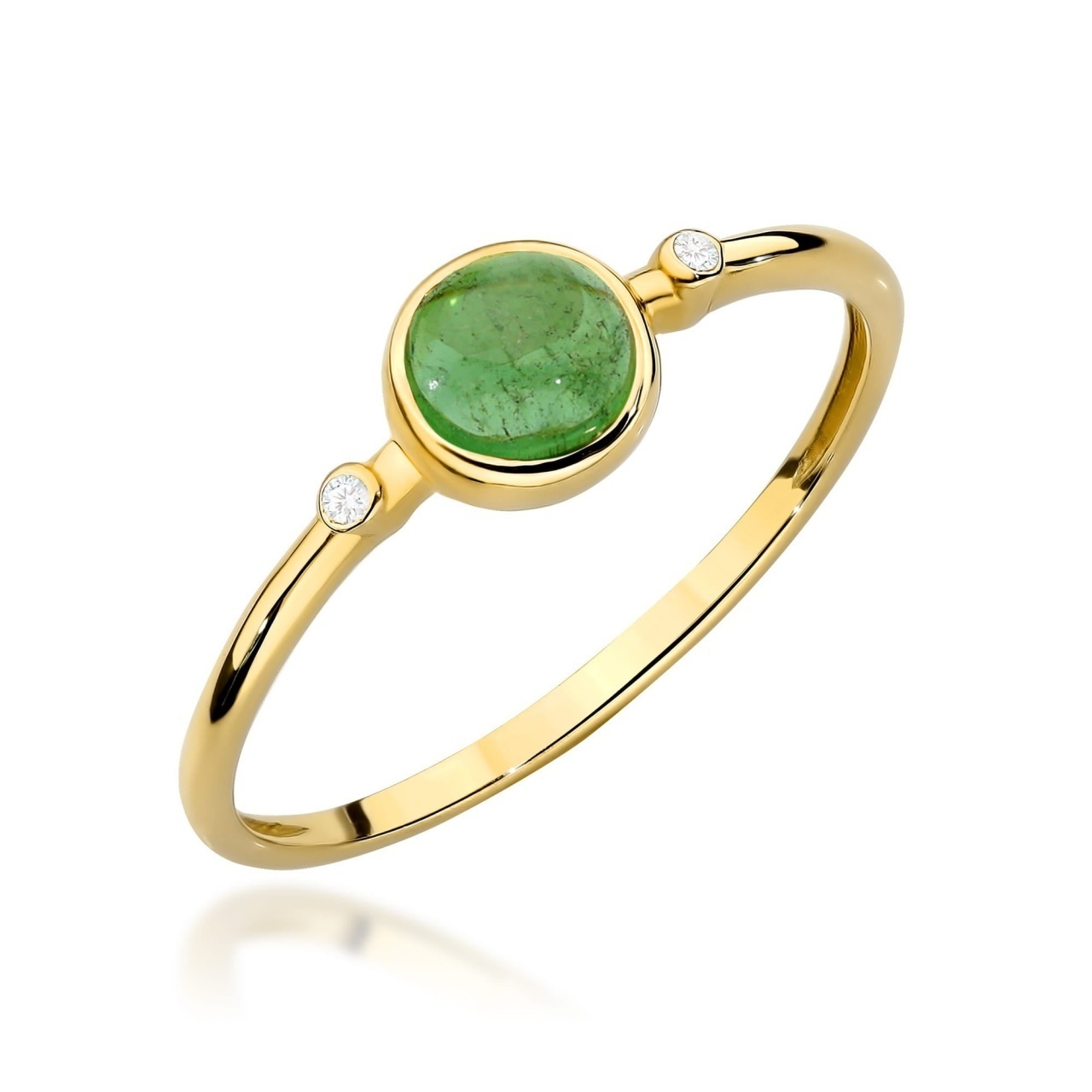 Inel Aur 14K cu Green Tourmaline 0.60 ct si Diamante Naturale 0.01 ct