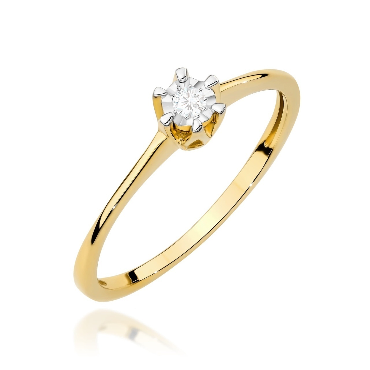 Inel Aur 9K cu Diamant Natural 0.03 ct