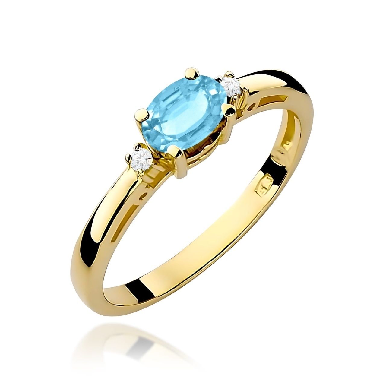 Inel Aur 9K cu Topaz Swiss 0.50 ct si Diamante Naturale 0.03 ct