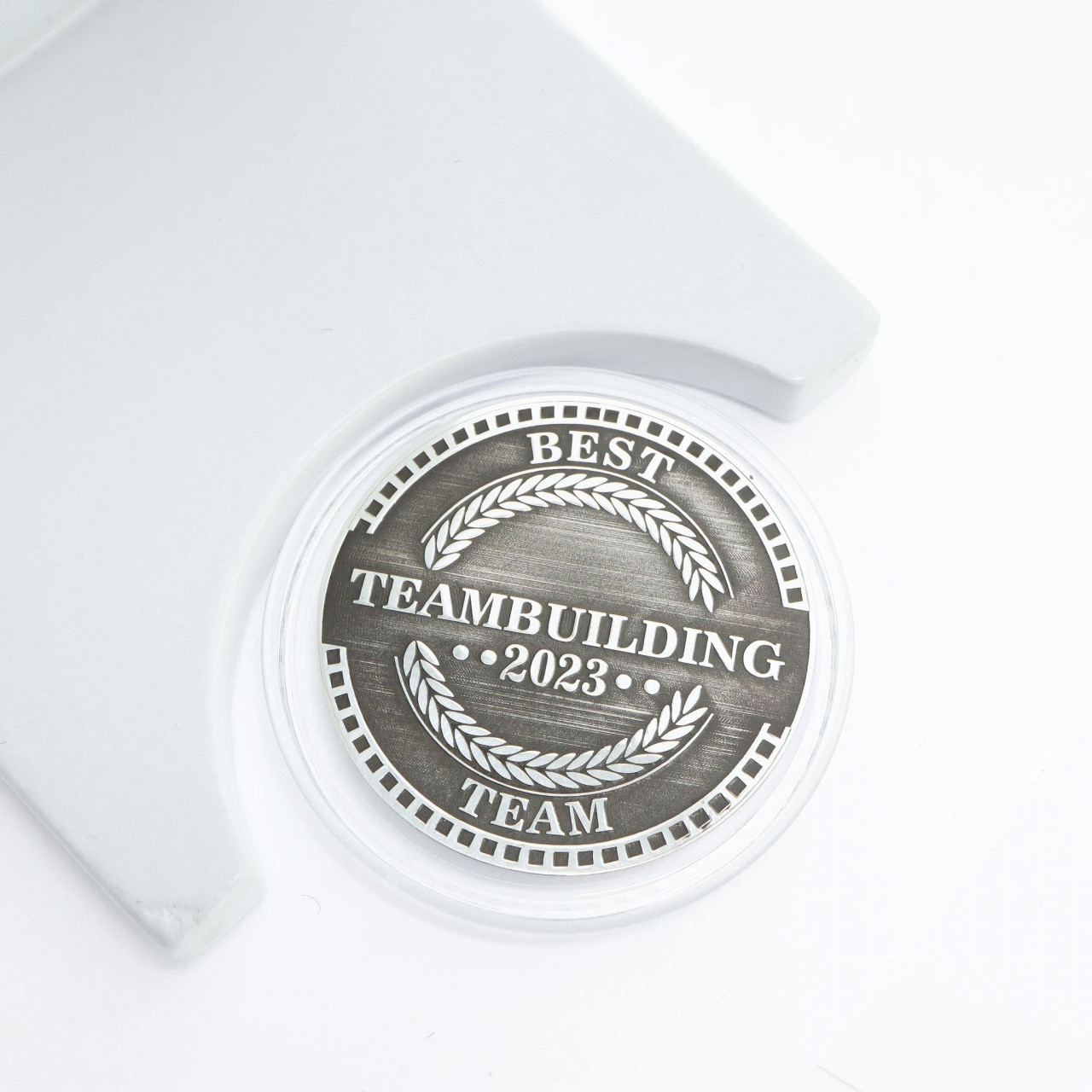 Moneda Teambuilding 3cm din Argint 925 personalizata cu sigla firmei