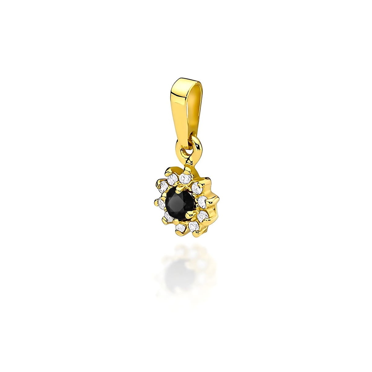 Pandantiv Aur 14K cu Diamante Naturale Albe si Negre 0.21 ct