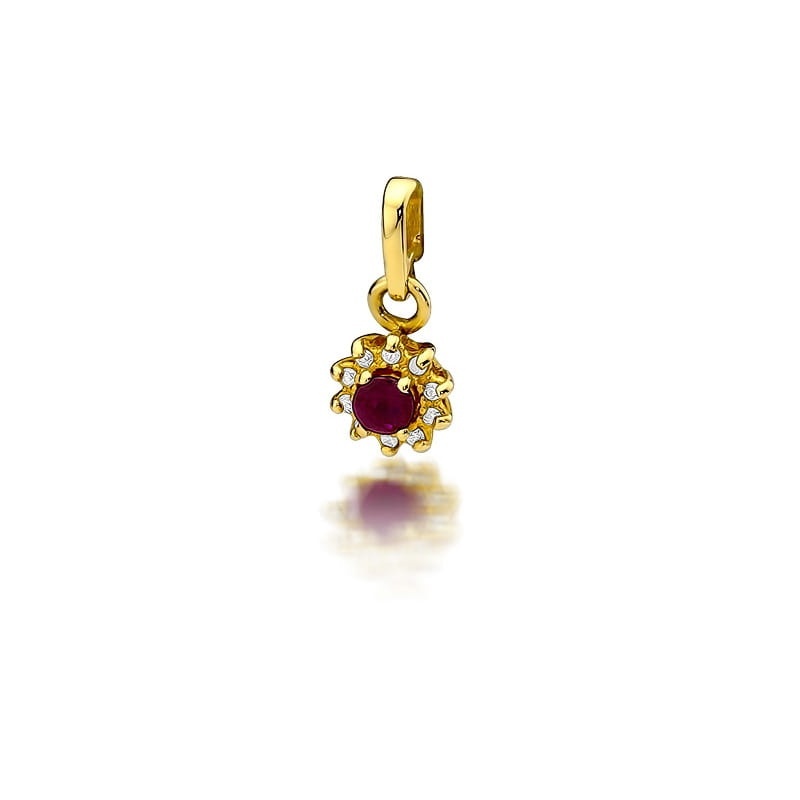 Pandantiv Aur 14K cu Rubin 0.15 ct si Diamante Naturale 0.09 ct