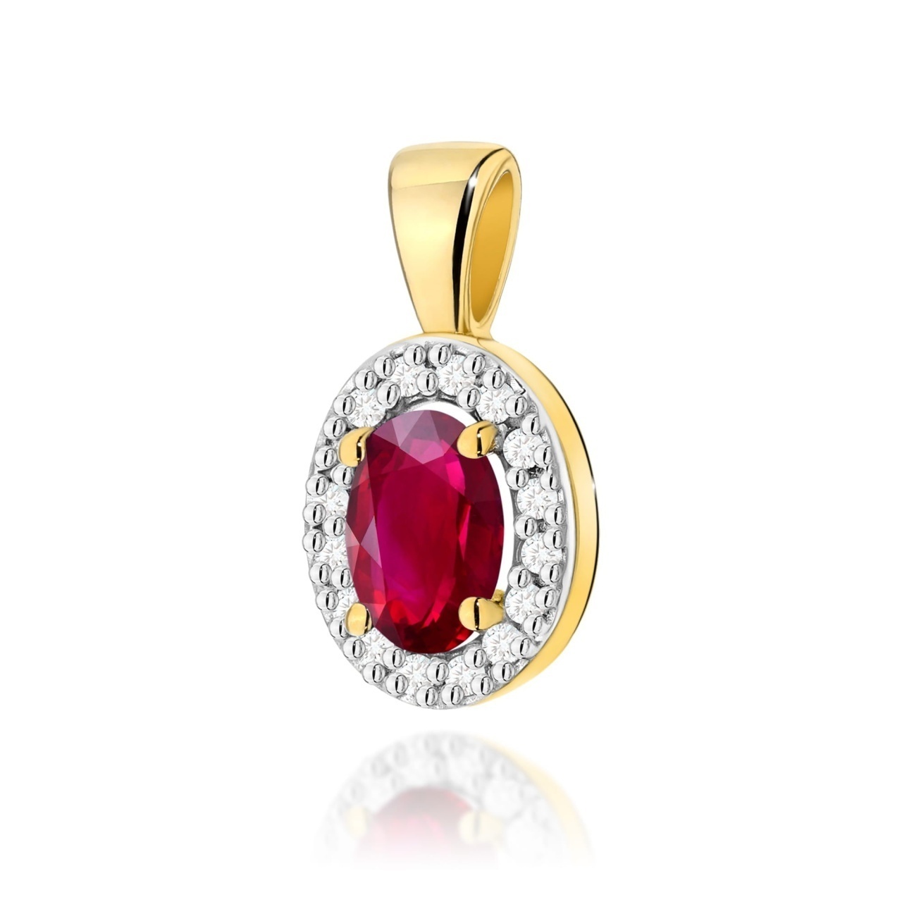 Pandantiv Aur 14K cu Rubin 0.60 ct si Diamante Naturale 0.08 ct