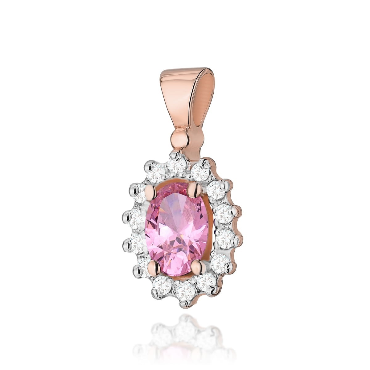 Pandantiv Aur 14K cu Topaz Roz 0.50 ct si Diamante Naturale 0.12 ct