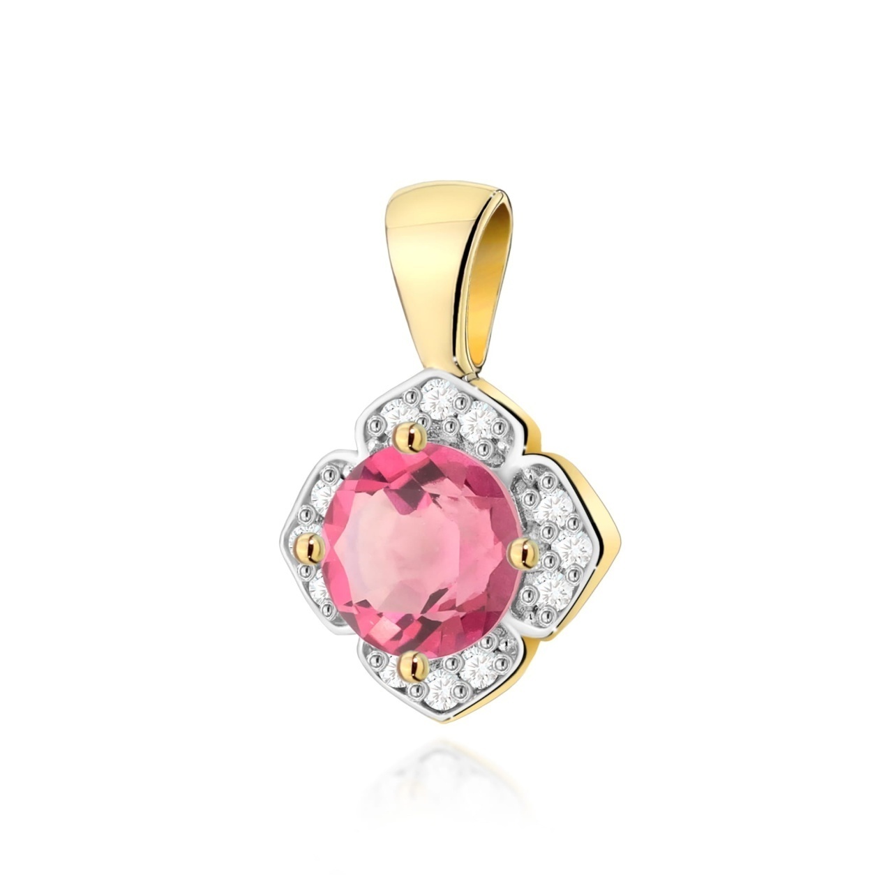 Pandantiv Aur 14K cu Topaz Roz 0.60 ct si Diamante Naturale 0.06 ct
