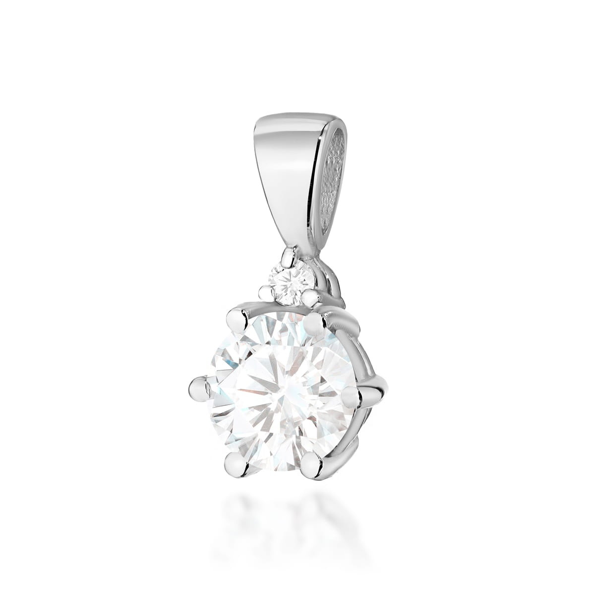 Pandantiv Aur 14K cu White Sapphire 0.60 ct si Diamant Natural 0.01 ct