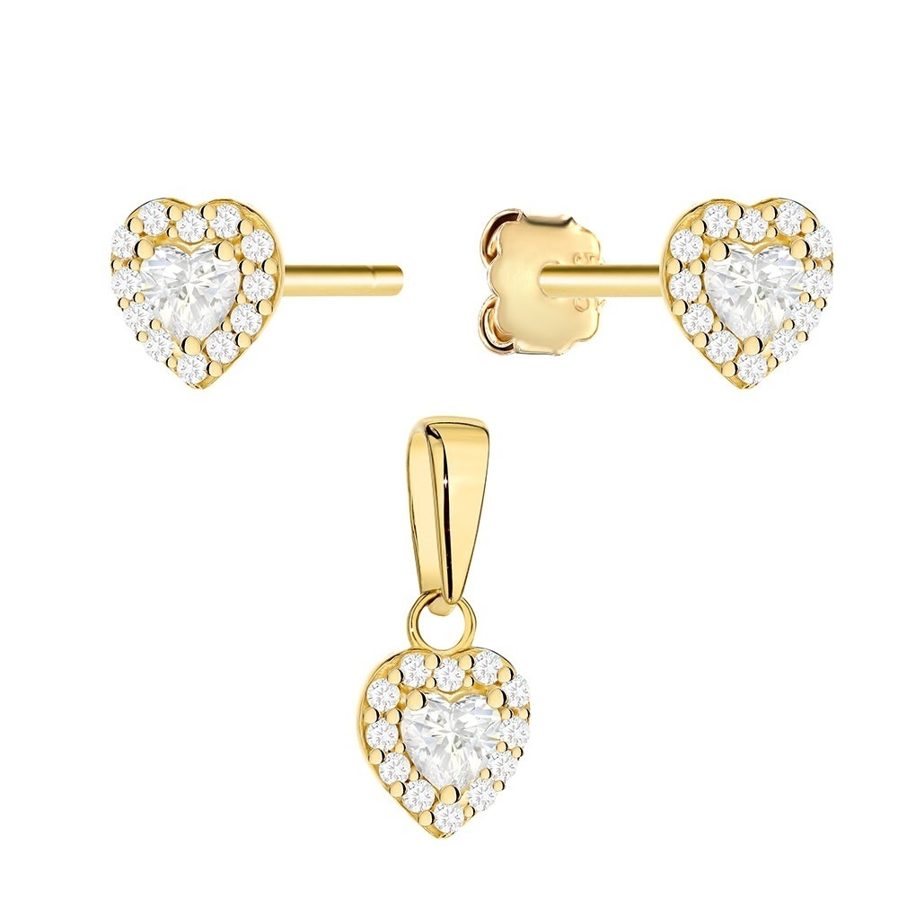Set Aur 14K Inimă cu Zirconii