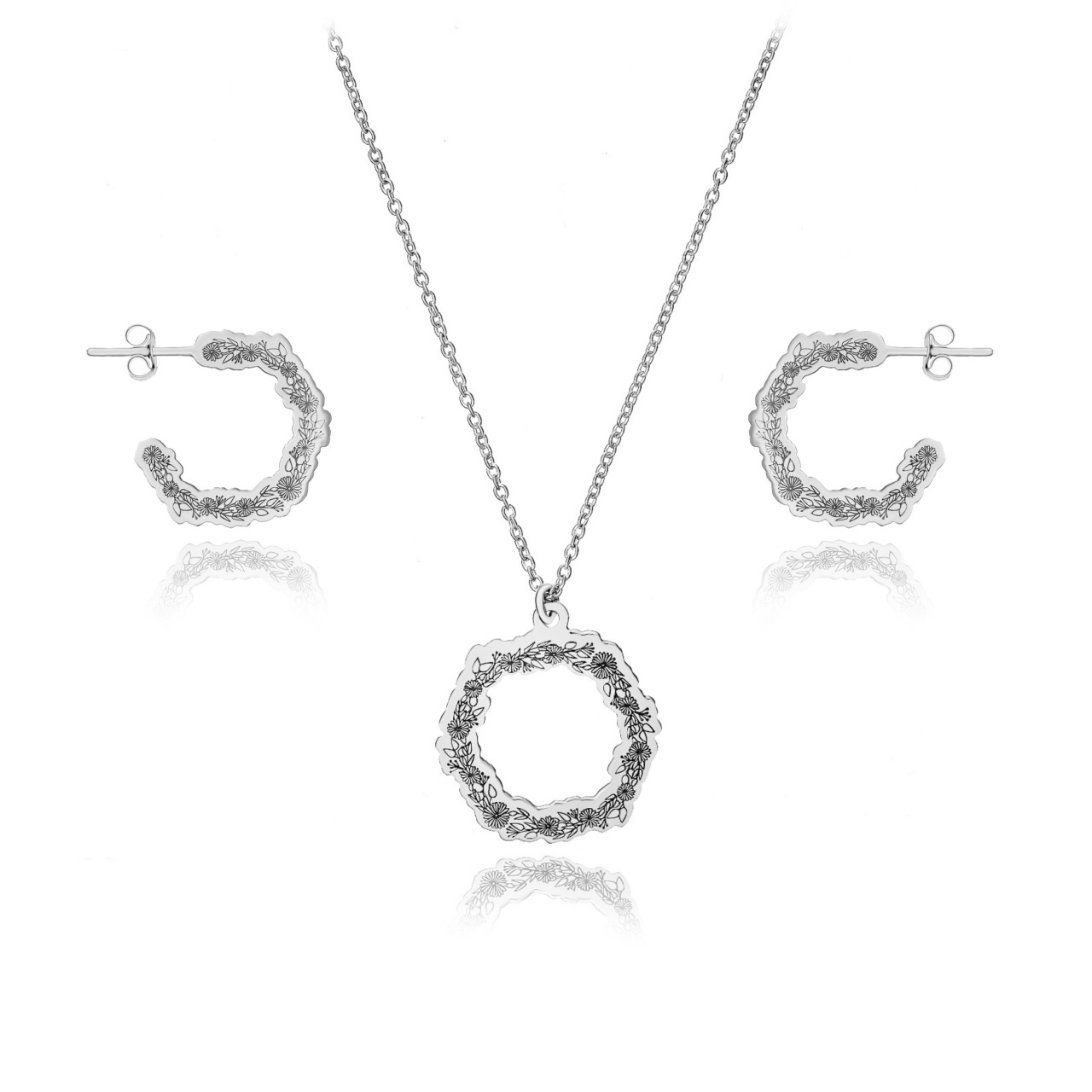 Set din argint 925 model floral - Trandafiri