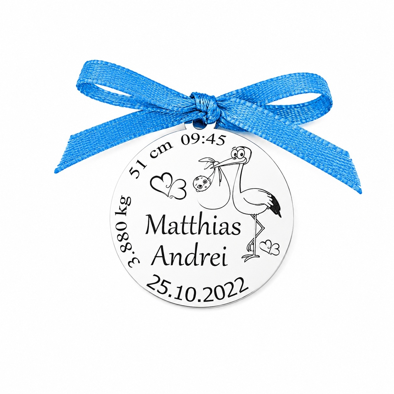 Banut Argint 2.5cm pentru Botez - Mot - Scaldat - Personalizabil