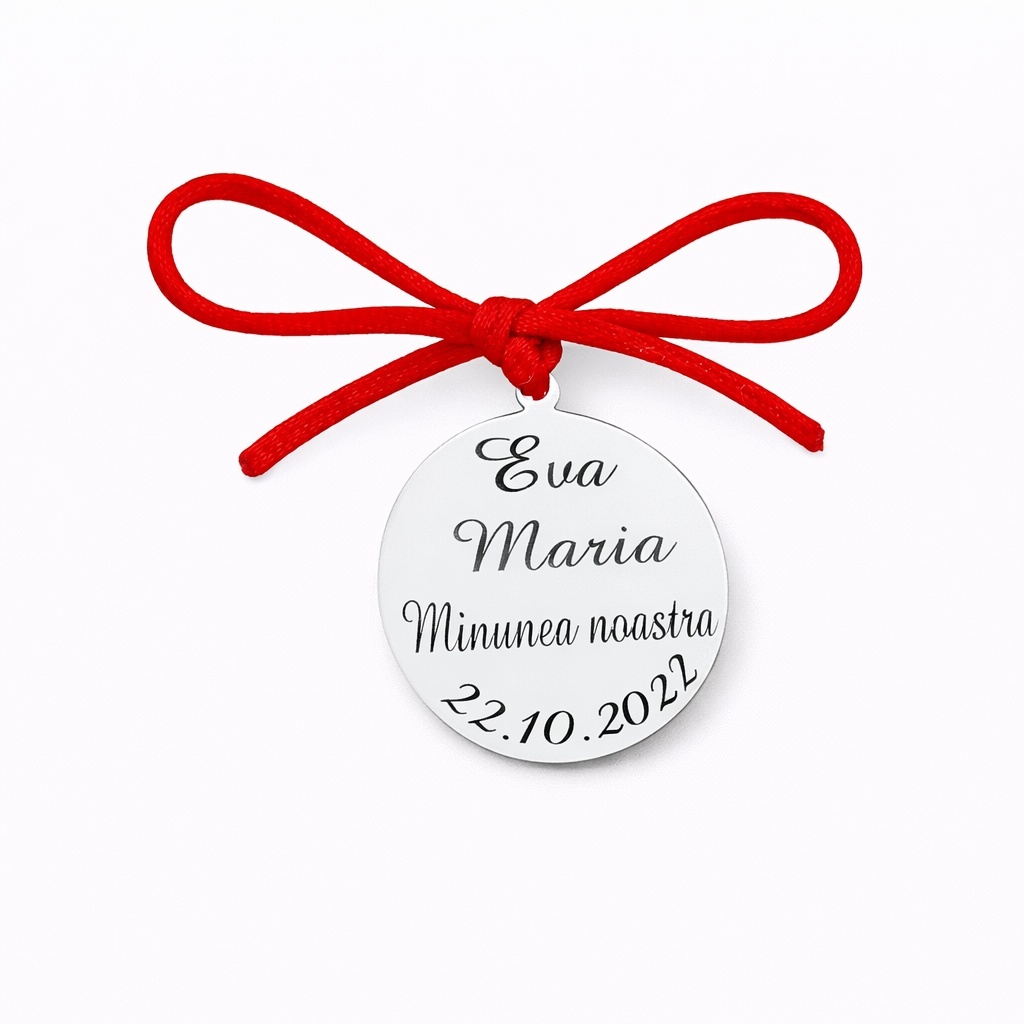 Banut Argint 2cm pentru Botez - Mot - Scaldat - Personalizabil / Harta stelara