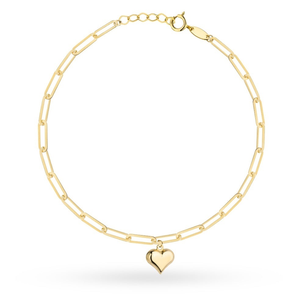 Brățară Din Aur 14K Cu Zale Delicate Și Inimă Suspendată