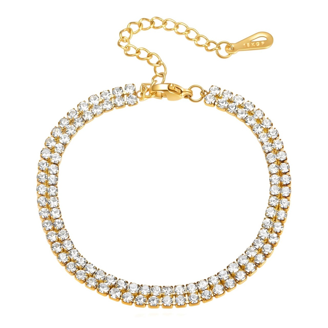 Bratara Dubla Tennis din Inox placata cu AUR 18K