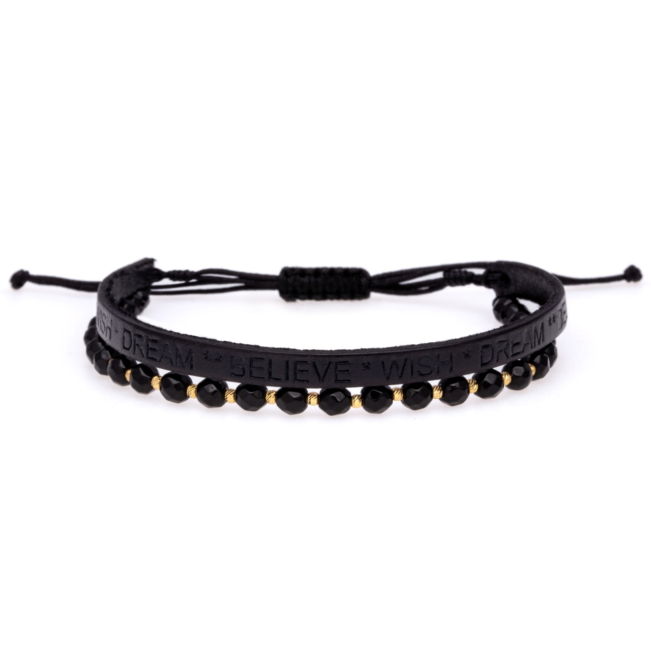 Brățara Onix Dream din AUR 14K si Piele Naturală