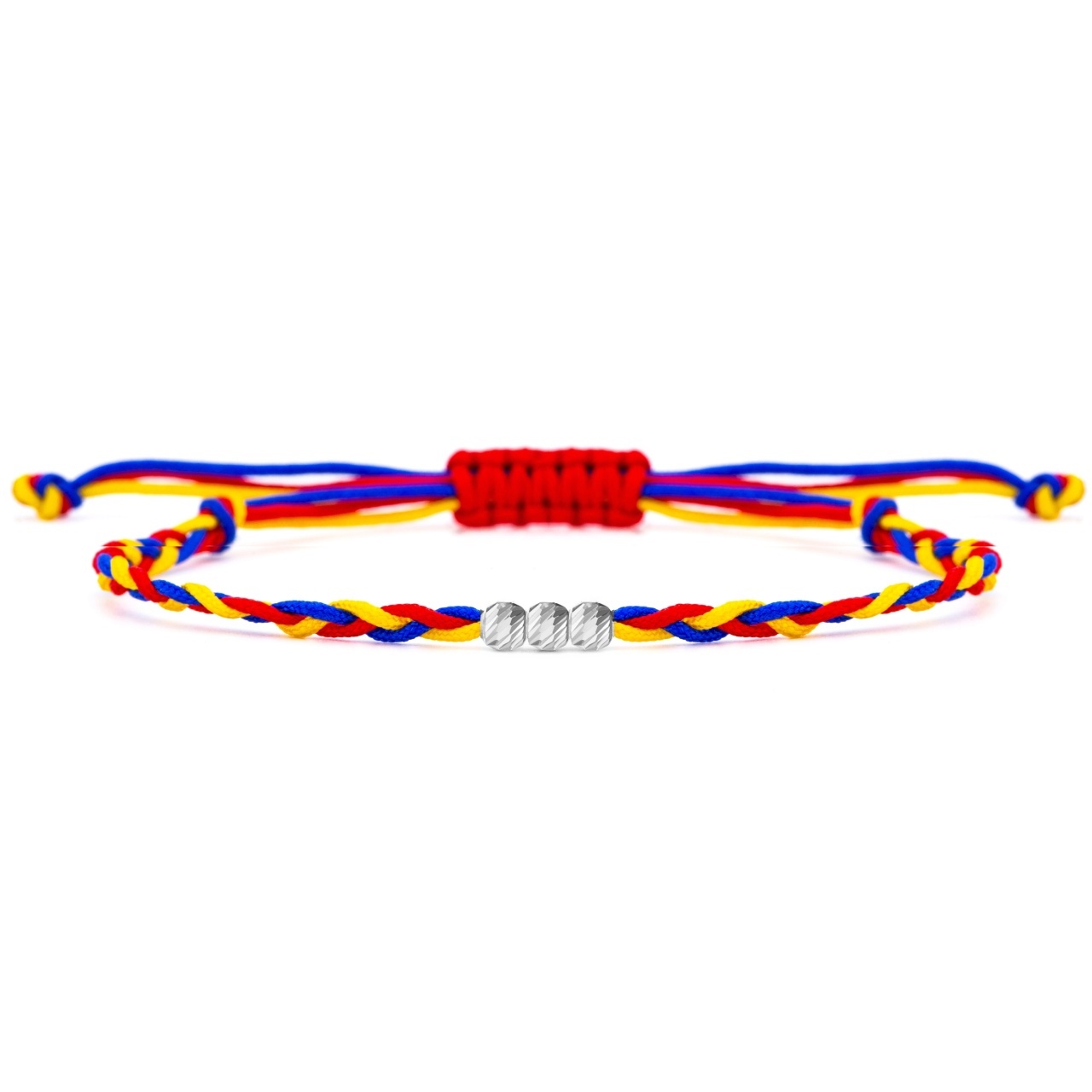 Brățară Trio România Tricolor cu biluțe din Argint
