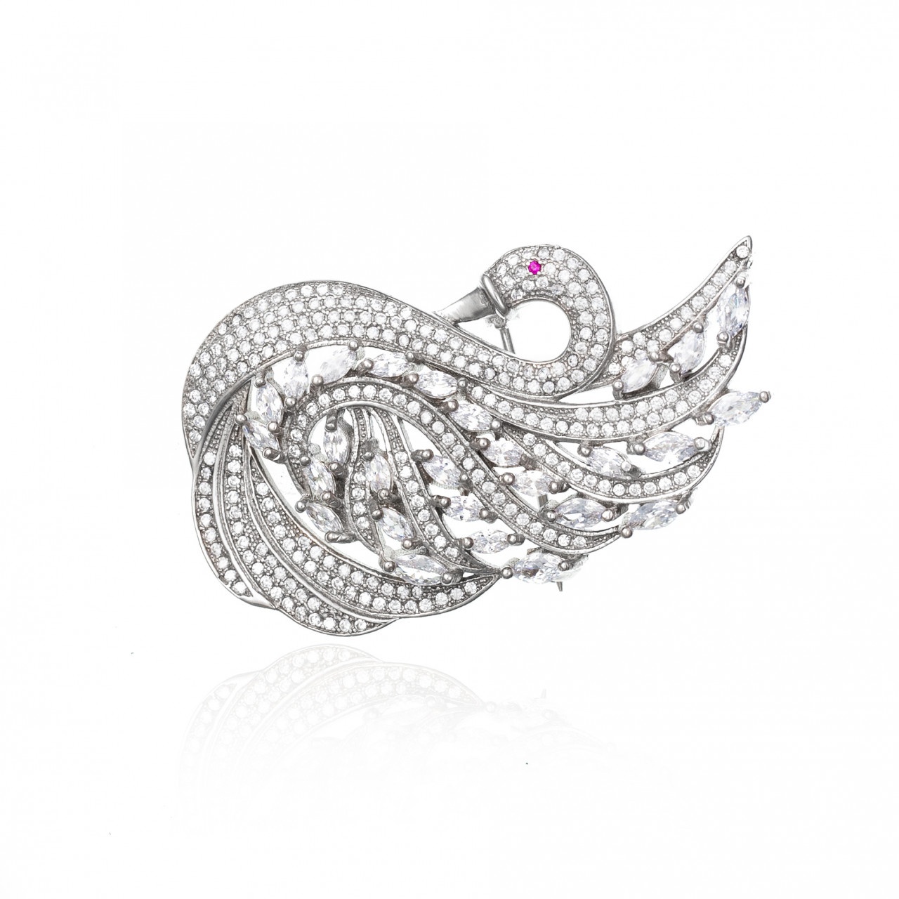 Brosa din argint 925 cu cristale Elegant Swan