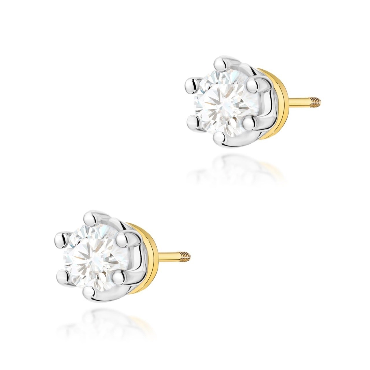 Cercei Aur 14K cu Diamant de Laborator 0.15 ct Filet cu Protectie