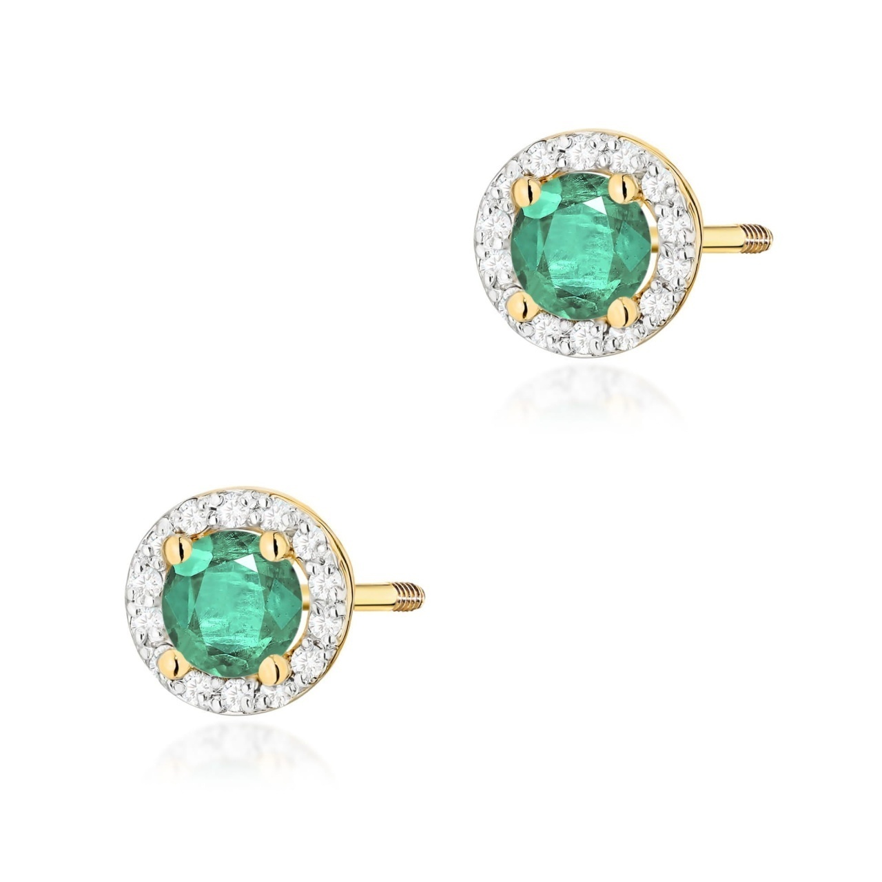 Cercei Aur 14K cu Smarald 0.50 ct si Diamante Naturale 0.24 ct Filet cu Protectie