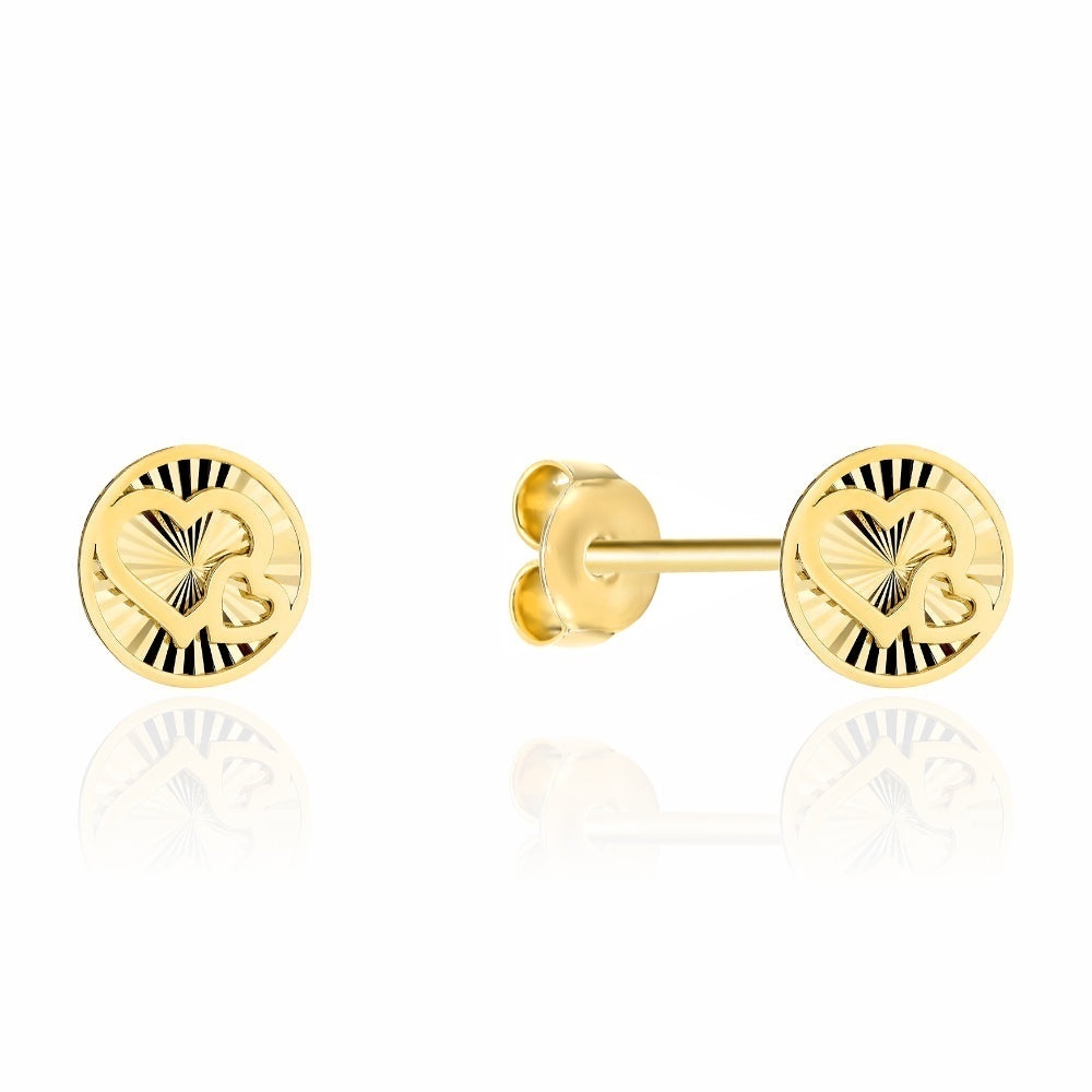 Cercei Aur 14K Inimi Împletite în Cerc Diamantat