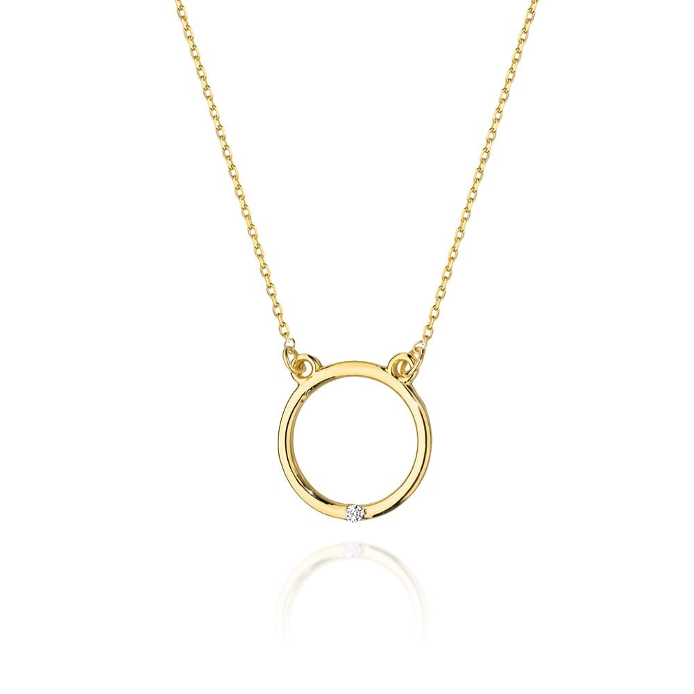 Colier Aur 14K cu Diamant Natural 0.01 ct