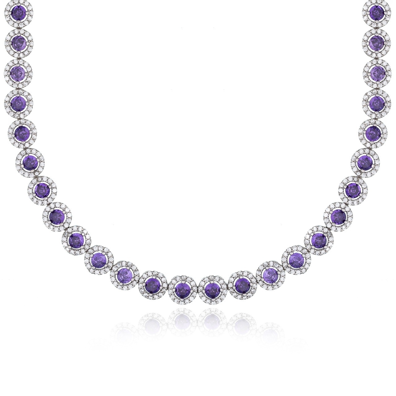 Colier din argint 925 cu cristale Angel Collection - Purple Edition