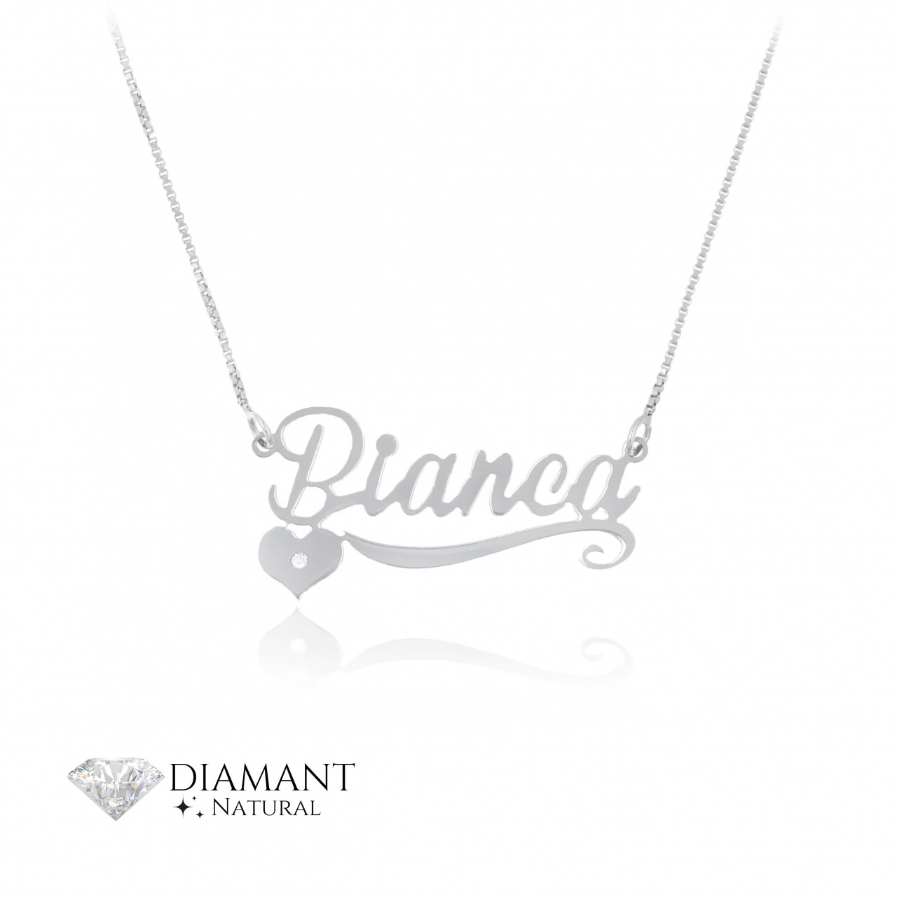 Colier din Argint personalizat cu Nume si Diamant Natural - Premium Collection