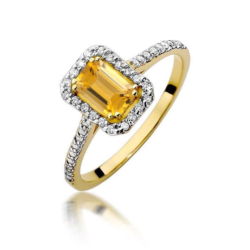 Inel Aur 14K cu Citrin 0.60 ct si Diamante Naturale 0.19 ct