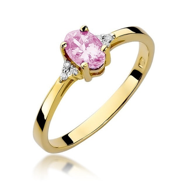 Inel Aur 14K cu Topaz Roz 0.50 ct si Diamante Naturale 0.05 ct