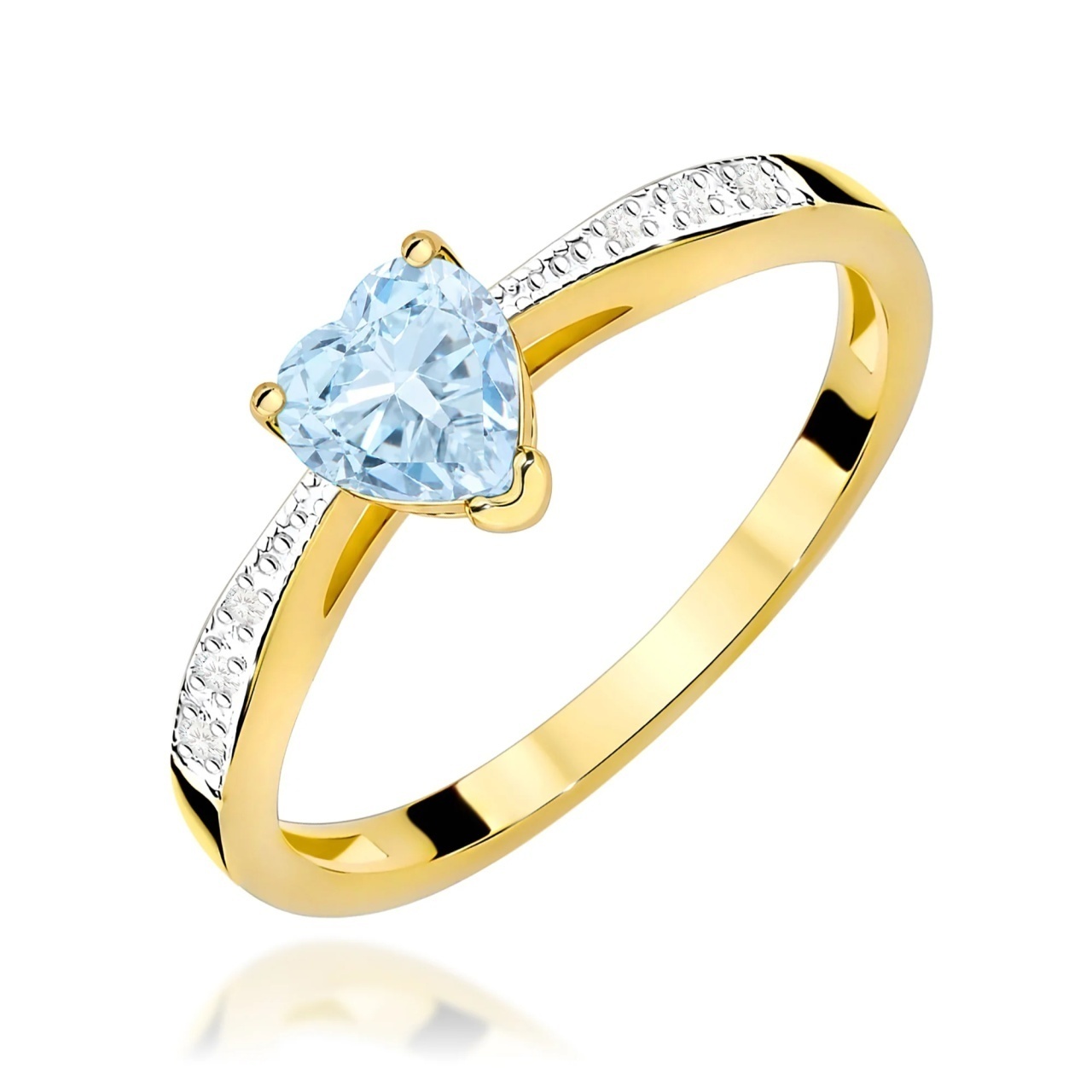 Inel Aur 9K cu Diamante Albastre de Laborator 0.53 ct
