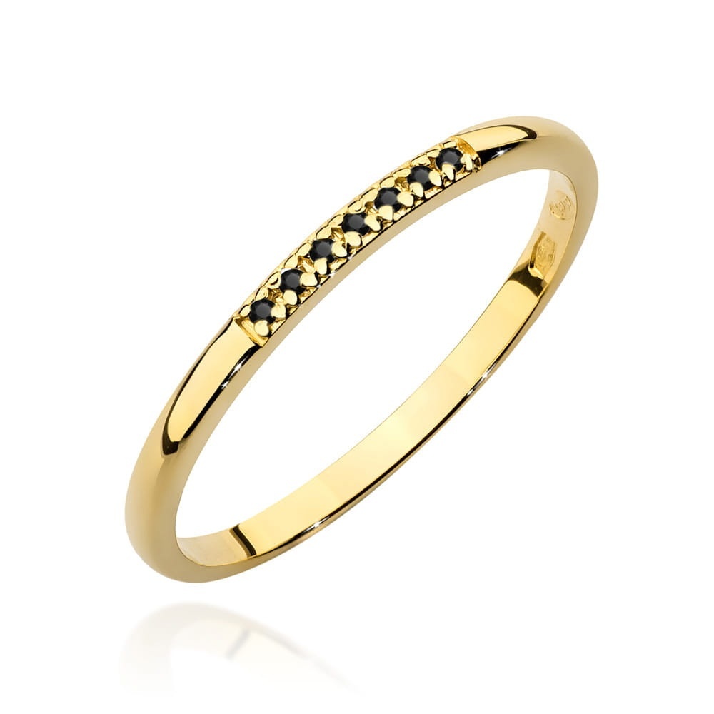 Inel Aur 9K cu Diamante Naturale Negre 0.04 ct