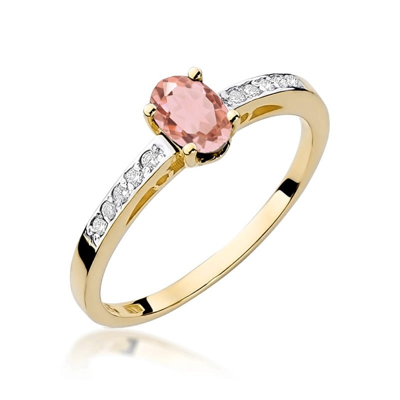 Inel Aur 9K cu Morganit 0.40 ct si Diamante Naturale 0.05 ct