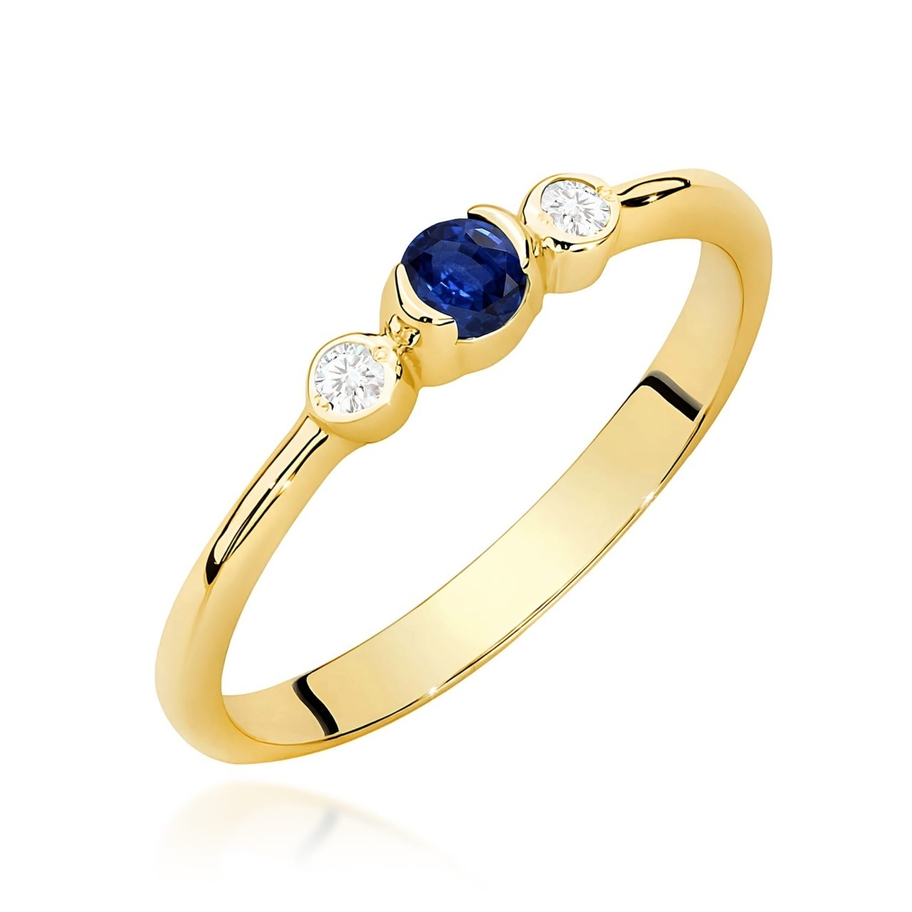 Inel Aur 9K cu Safir 0.15 ct si Diamante Naturale 0.06 ct