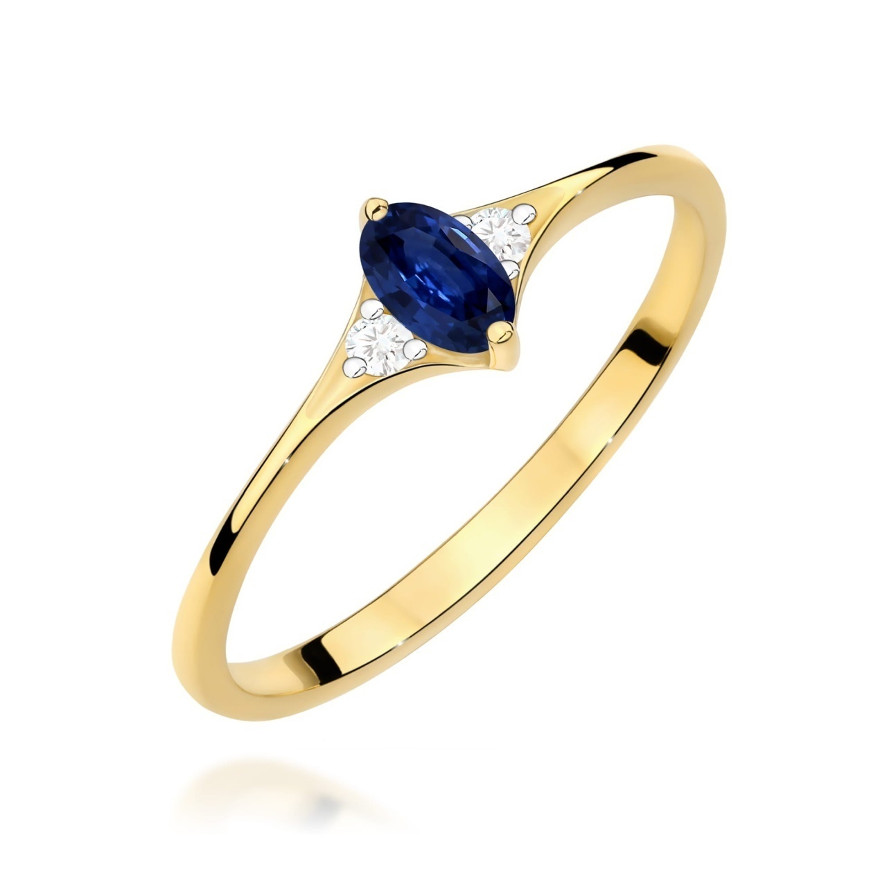 Inel Aur 9K cu Safir 0.30 ct si Diamante Naturale 0.04 ct