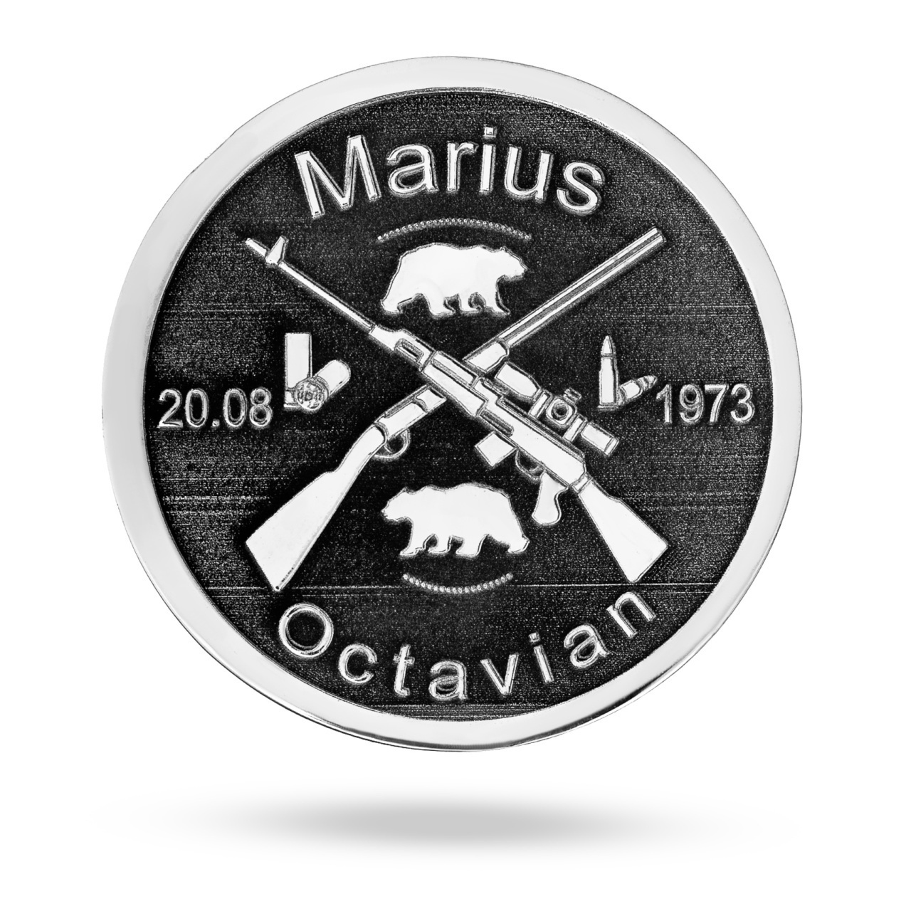 Moneda Forest Edge din Argint 2.5cm - Gravura 3D - Fata/ Verso