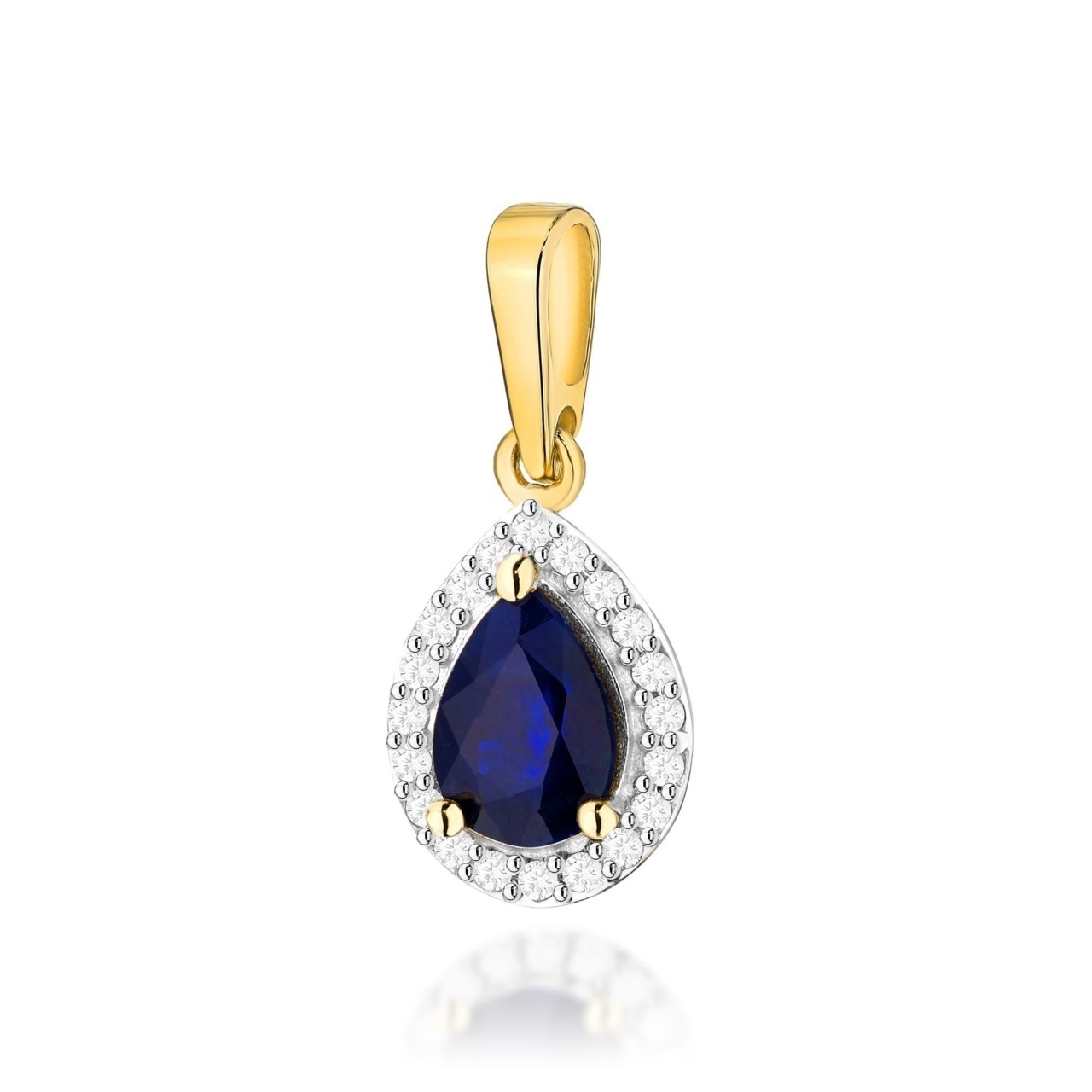 Pandantiv Aur 14K cu Safir 0.60 ct si Diamante Naturale 0.10 ct