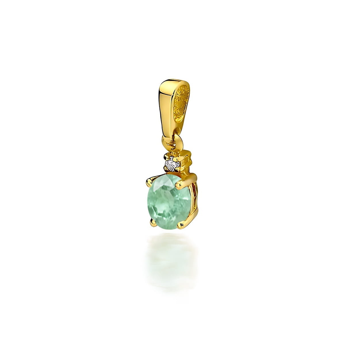 Pandantiv Aur 14K cu Smarald 0.40 ct si Diamant Natural 0.01 ct