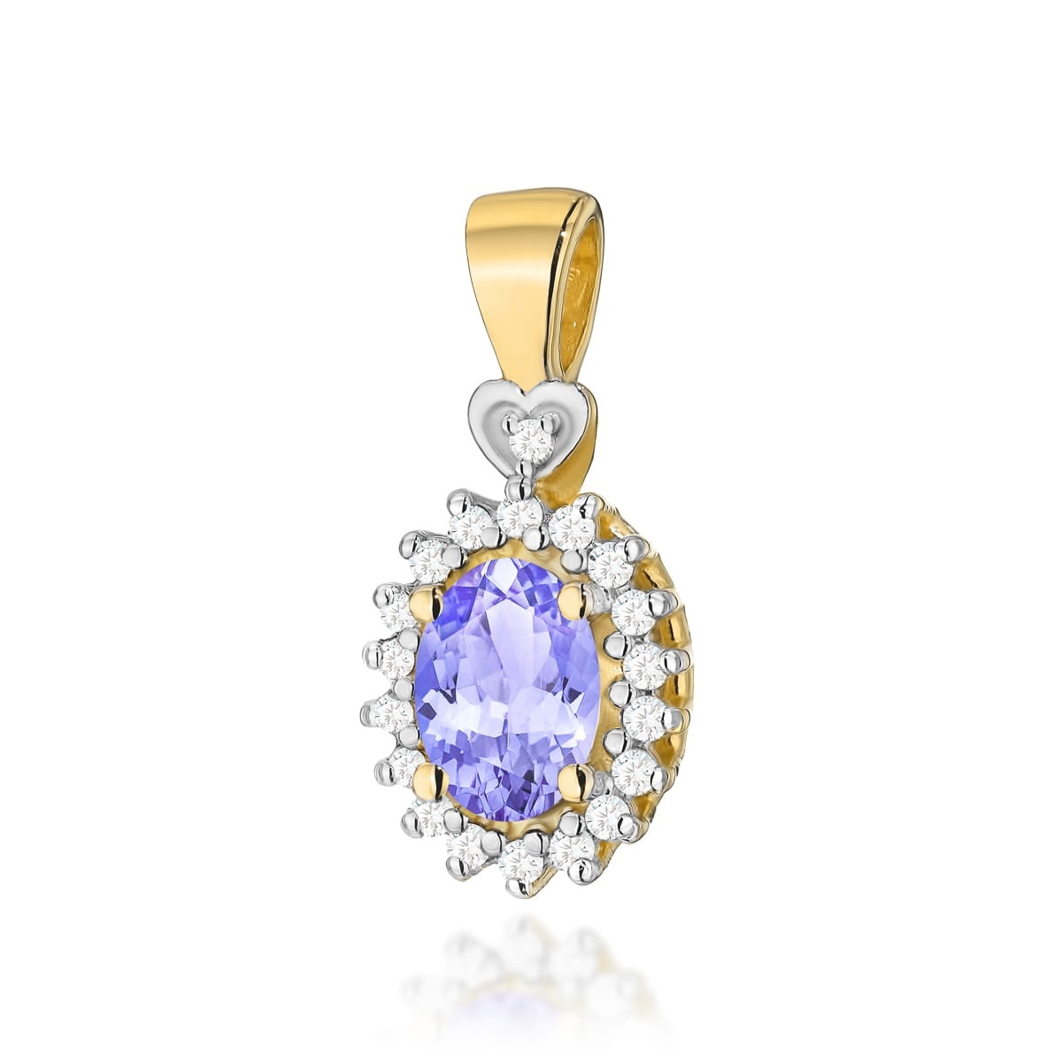 Pandantiv Aur 14K cu Tanzanit 0.40 ct si Diamante Naturale 0.10 ct