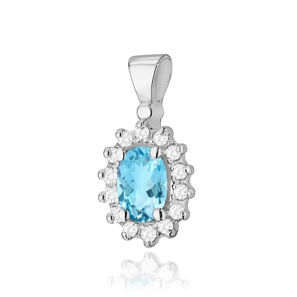 Pandantiv Aur 14K cu Topaz Swiss 0.50 ct si Diamante Naturale 0.12 ct