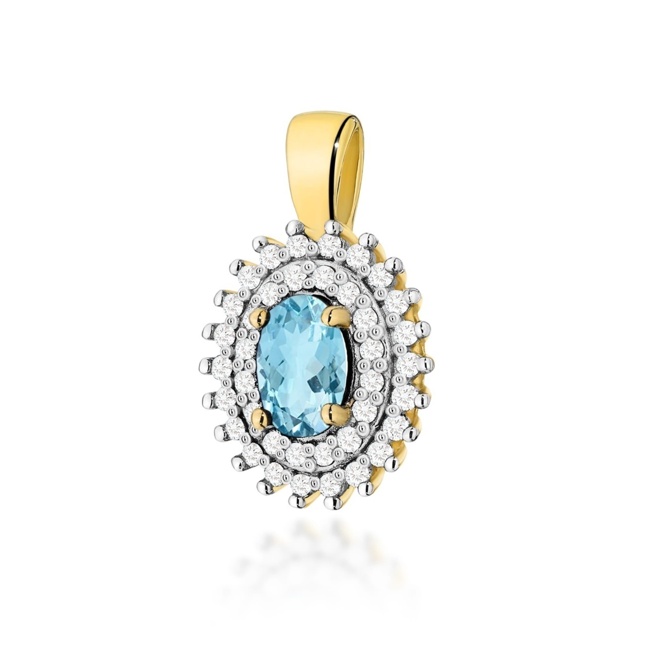 Pandantiv Aur 14K cu Topaz Swiss 0.50 ct si Diamante Naturale 0.19 ct