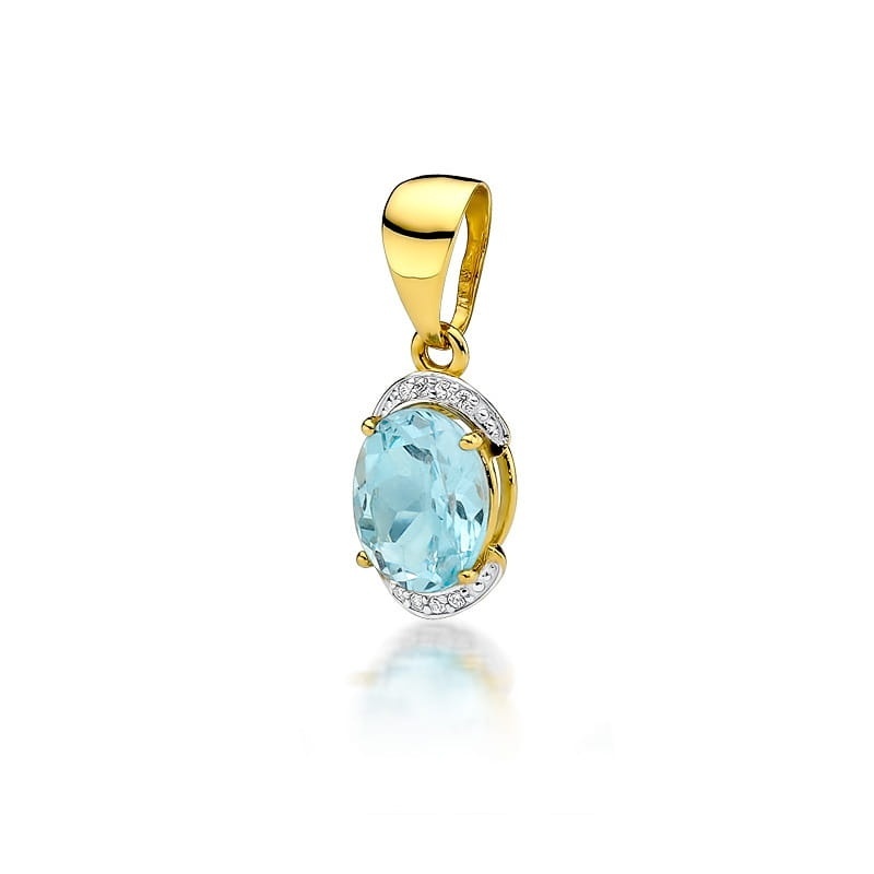Pandantiv Aur 14K cu Topaz Swiss 3.00 ct si Diamante Naturale 0.04 ct
