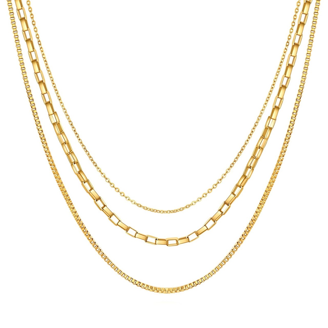 Set 3 Coliere Mixy din Inox placat cu AUR 18K
