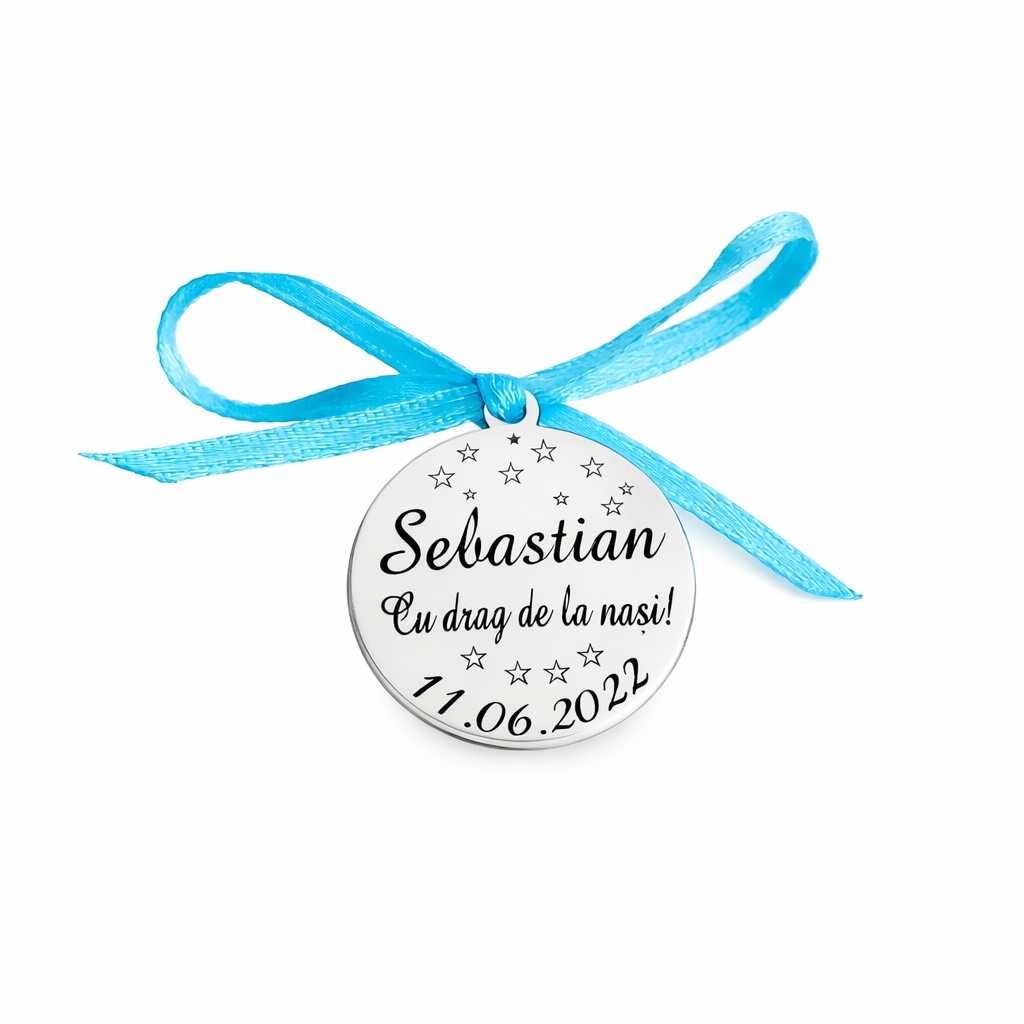 Banut Argint 2cm pentru Mot - Scaldat - Botez - Turta - personalizabil