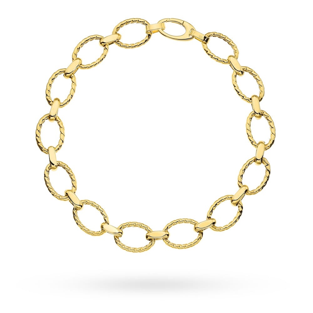 Bratara de aur 14k cu ovale decorate impletite