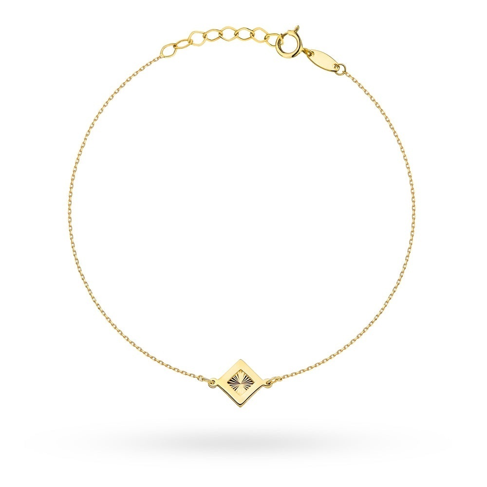 Brățară Din Aur 14K Romb Diamentat În Montură Netedă
