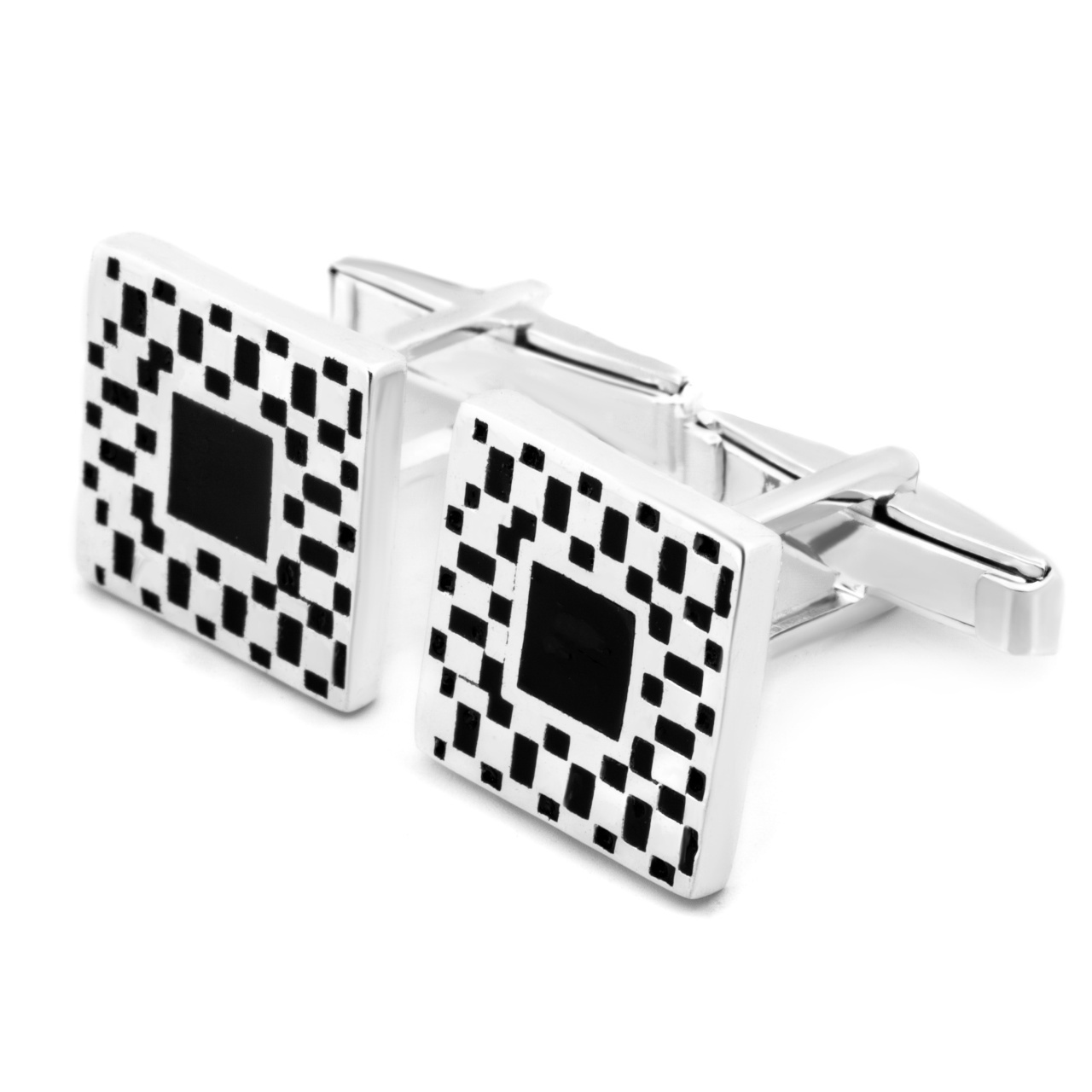 Butoni Black Grid din argint 925