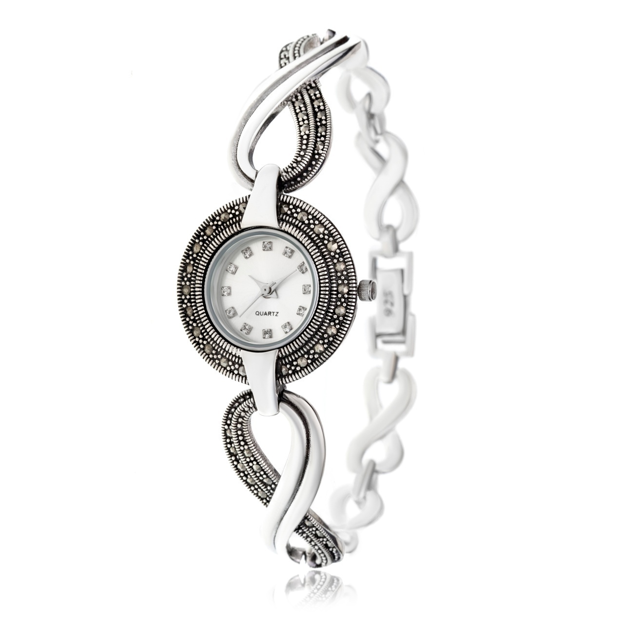 Ceas din Argint 925 cu marcasite 36.45g